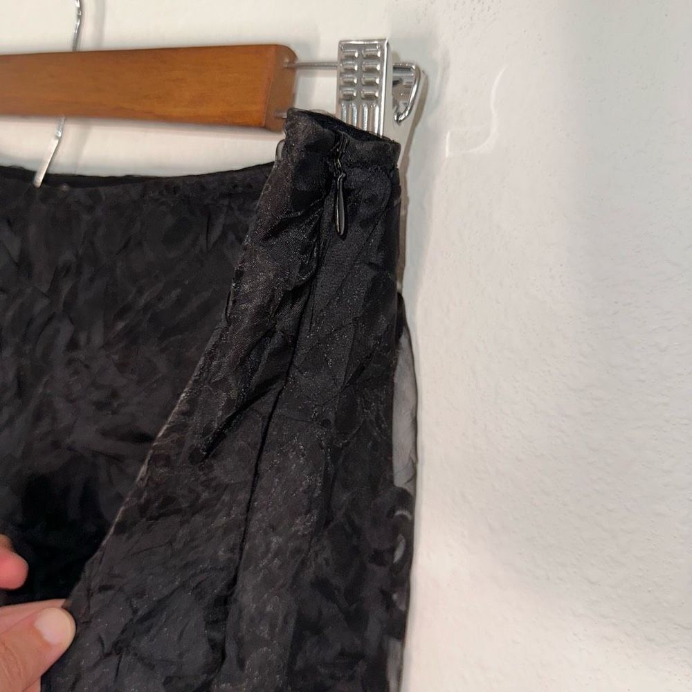 Citrine Womens 12 Black Semi-Sheer Organza Classy Feminine Knee / Midi Skirt - Picture 3 of 8